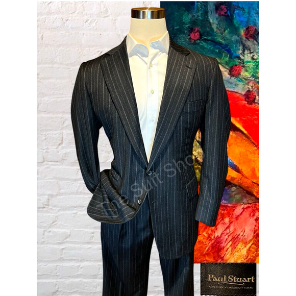 Paul Stuart Other - Paul Stuart 43L 36x32 Gray Multi-Stripe Flannel 2 Piece Suit Super 150s